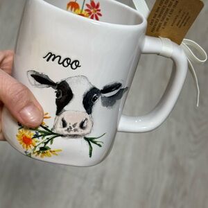 rae dunn Cow Design White Mug
